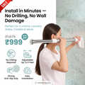Adjustable Tension Rod – Drill-Free Curtain & Clothes Drying Rod (Up to 9 Feet)