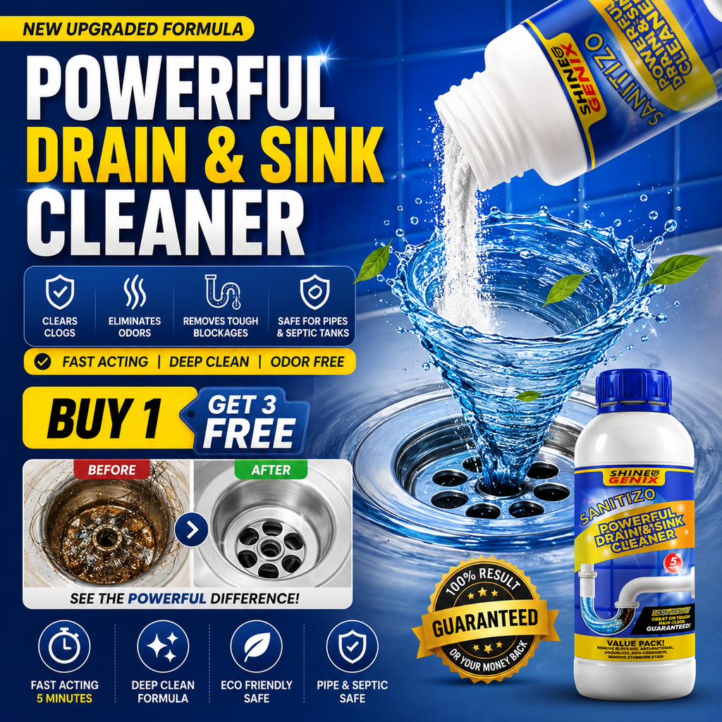 PowerDrain™ Fast-Acting Drain & Sink Cleaner – Clears Hair, Grease & Tough Clogs (Pack of 4)