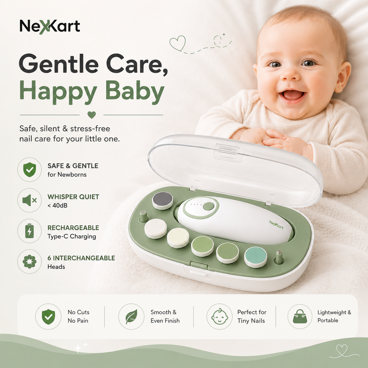 Smart Baby Nail Trimmer Kit | Safe & Painless Nail Care for Newborns & Toddlers