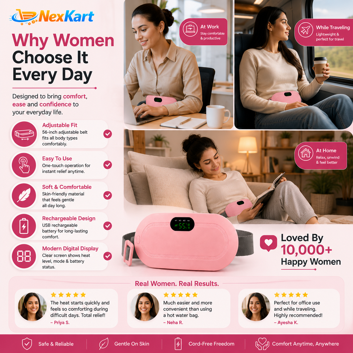 CrampFree™ Heating Belt for Period & Back Pain