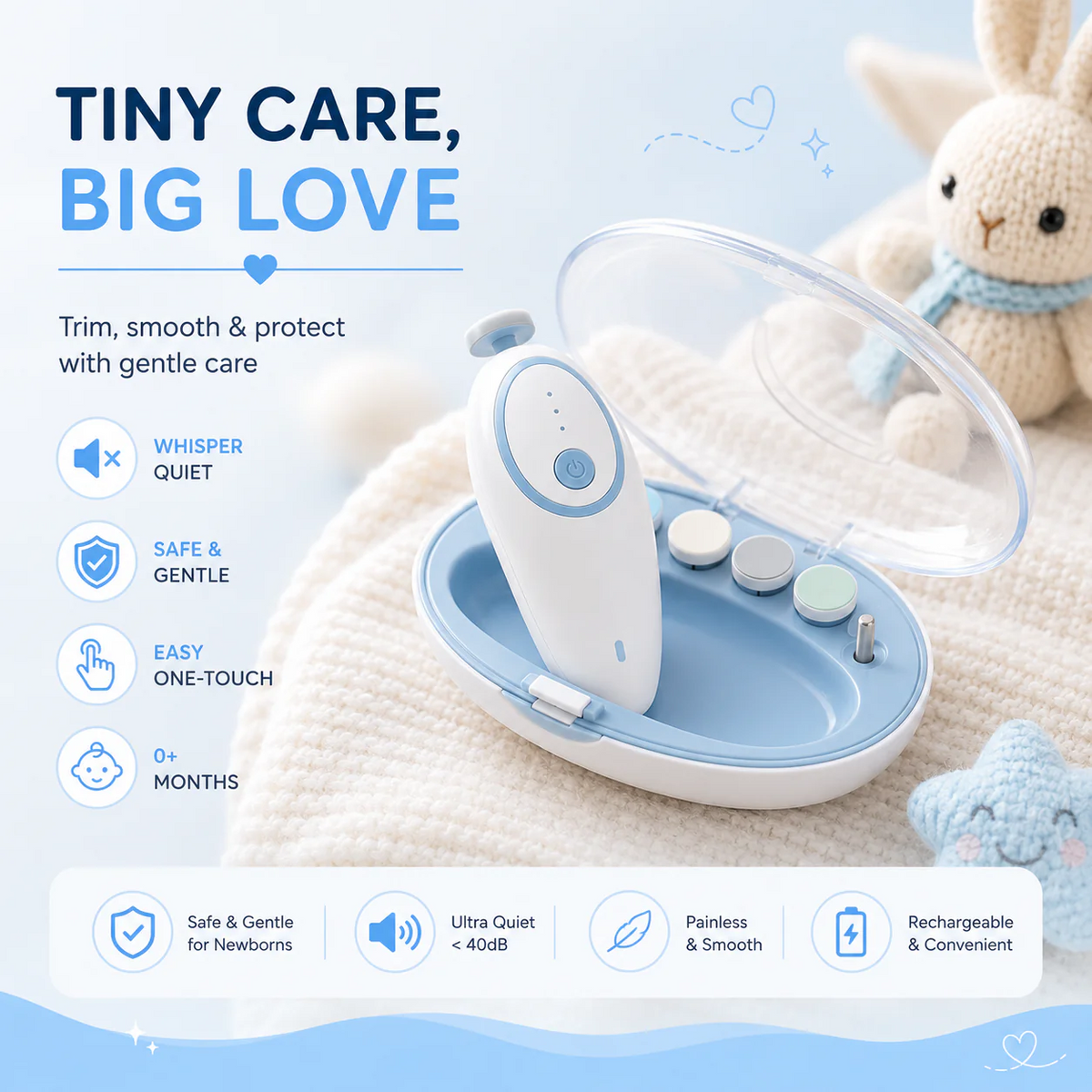 Smart Baby Nail Trimmer Kit | Safe & Painless Nail Care for Newborns & Toddlers