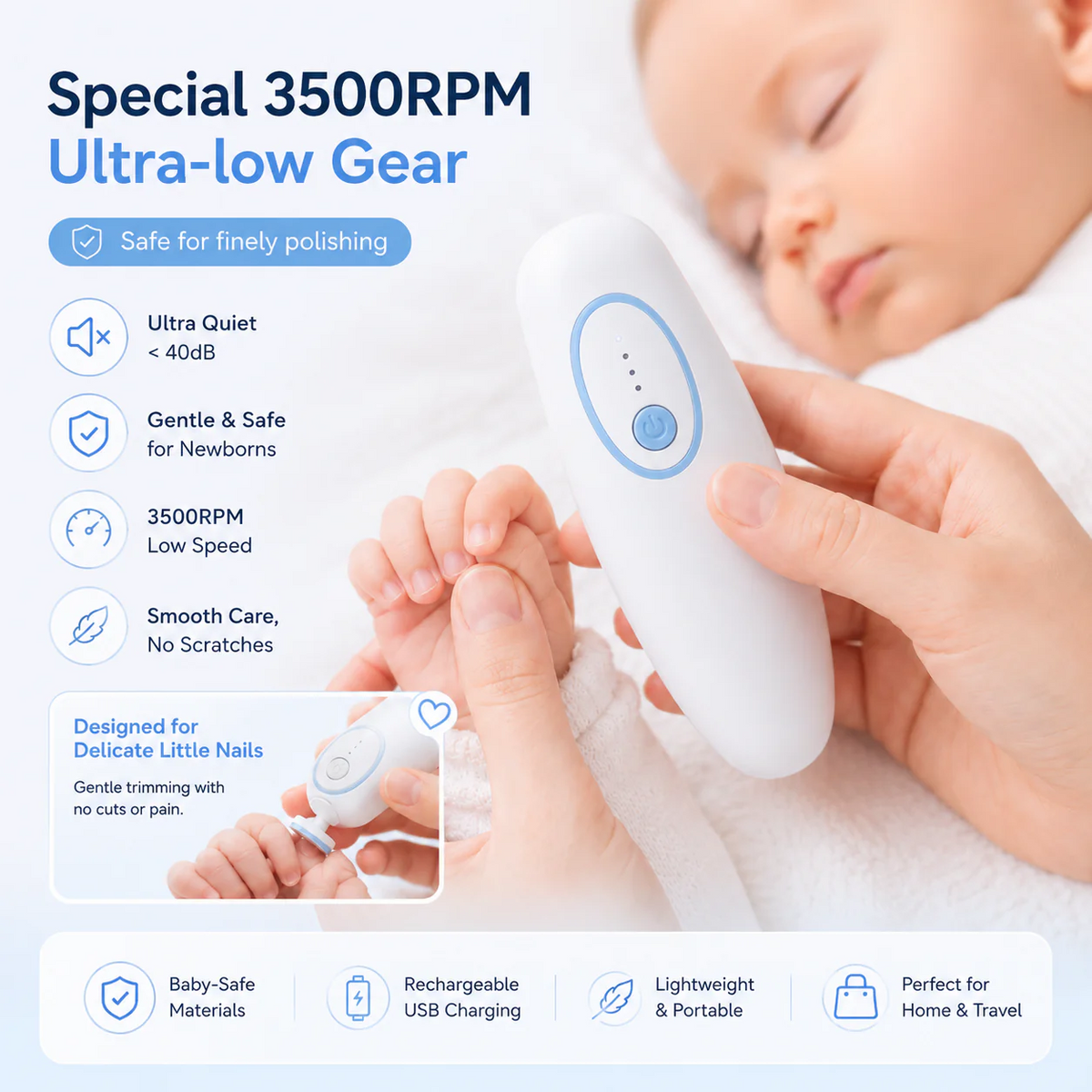 Smart Baby Nail Trimmer Kit | Safe & Painless Nail Care for Newborns & Toddlers