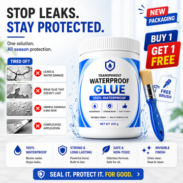 AquaSeal™ Transparent Waterproof Leak Repair Glue | Buy 1 Get 1 Free | 2 Bottles + Free Applicator Brush