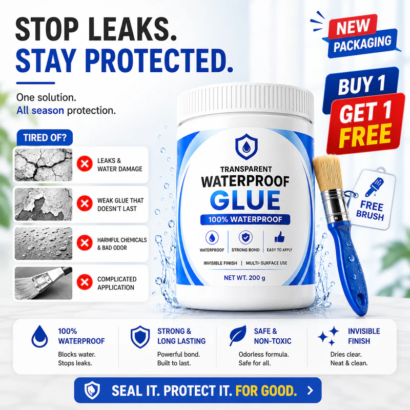 AquaSeal™ Transparent Waterproof Leak Repair Glue | Buy 1 Get 1 Free | 2 Bottles + Free Applicator Brush