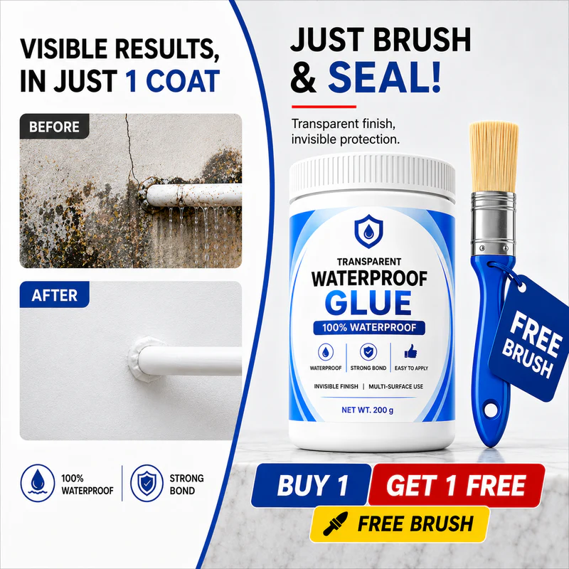 AquaSeal™ Transparent Waterproof Leak Repair Glue | Buy 1 Get 1 Free | 2 Bottles + Free Applicator Brush