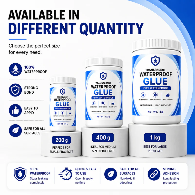 AquaSeal™ Transparent Waterproof Leak Repair Glue | Buy 1 Get 1 Free | 2 Bottles + Free Applicator Brush