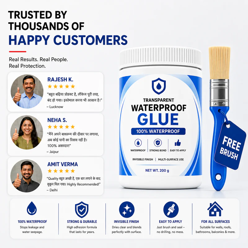 AquaSeal™ Transparent Waterproof Leak Repair Glue | Buy 1 Get 1 Free | 2 Bottles + Free Applicator Brush