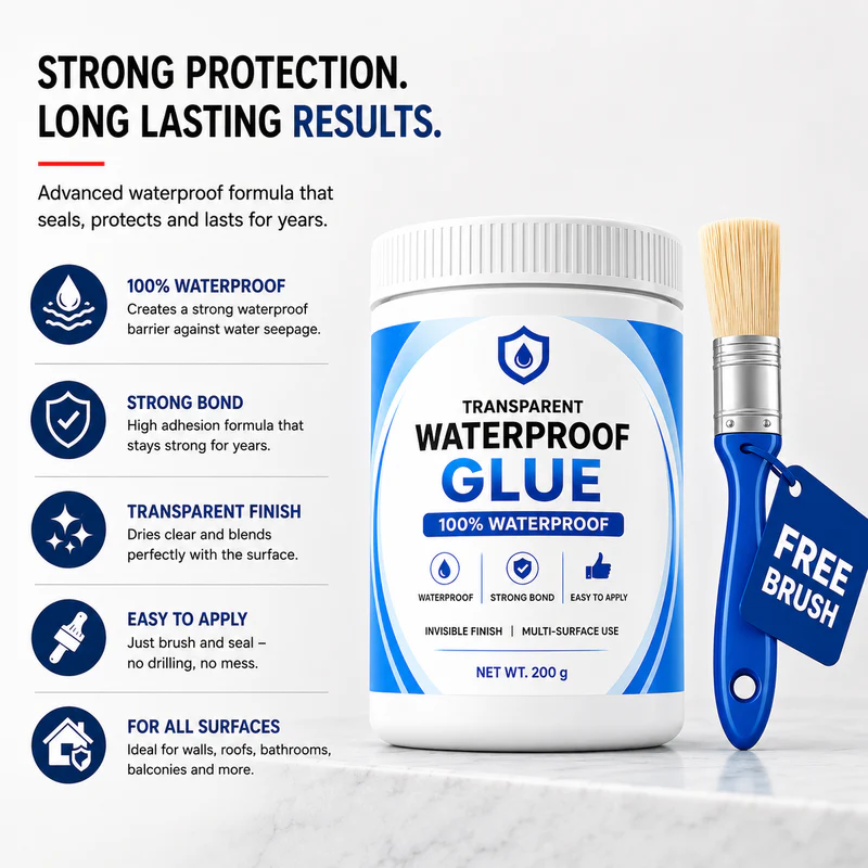 AquaSeal™ Transparent Waterproof Leak Repair Glue | Buy 1 Get 1 Free | 2 Bottles + Free Applicator Brush