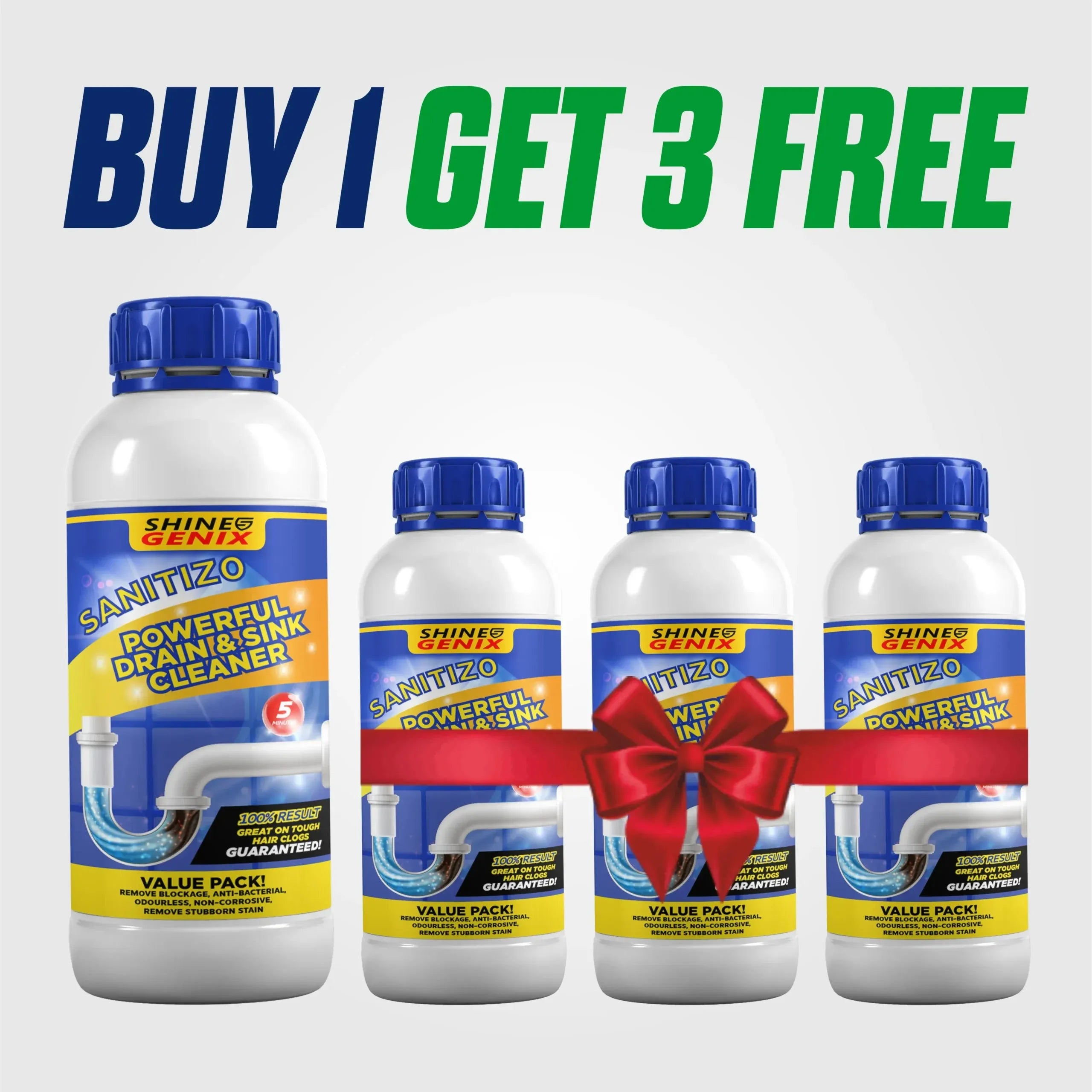 PowerDrain™ Fast-Acting Drain & Sink Cleaner – Clears Hair, Grease & Tough Clogs (Pack of 4)